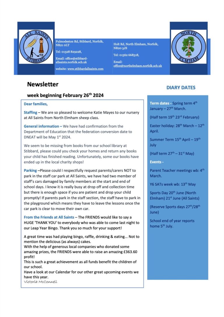 Newsletter 1st March 2024