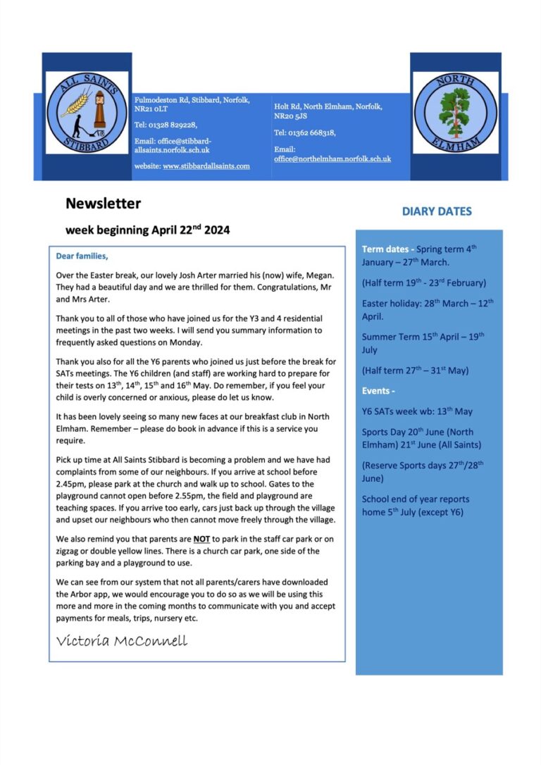 Newsletter 26.4.24